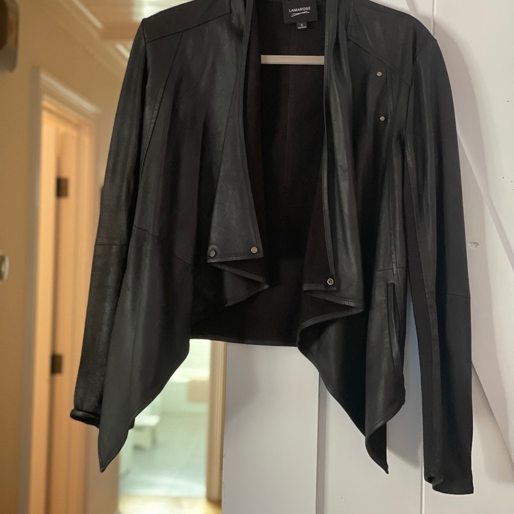 Lamarque leather drape jacket - Picture 2 of 9